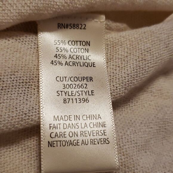 MAX Studio Tie Front V-Neck Knit Pullover Cream Size Large NWOT‎ - Picture 4 of 5